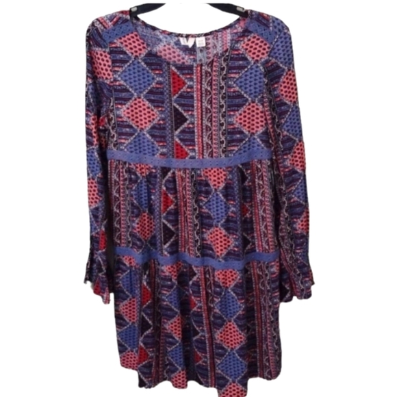 Roxy Sweetness Seas Dress Long Sleeve Tiered Size Small - Picture 5 of 5